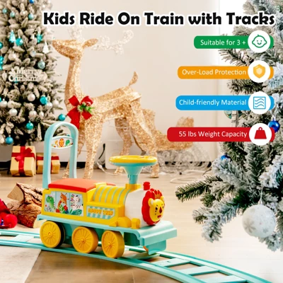 Costway 6V Electric Kids Ride On Train Motorized Train Toy W/ Track & 6 Wheels 4 Costway 6V Electric Kids Ride On Train Motorized Train Toy W/ Track & 6 Wheels - Image 4