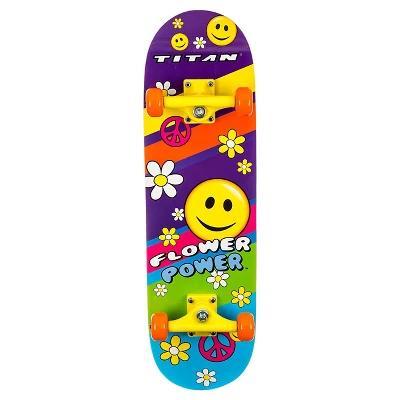 TITAN 9262 Flower Power Princess Complete 28" Girls' Skateboard 1 TITAN 9262 Flower Power Princess Complete 28" Girls' Skateboard