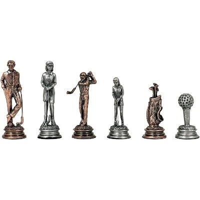 WE Games Golf Chess & Checkers Game Set - Pewter Chessmen & Black Stained Wood Board With Storage Drawers 15 In. 1 WE Games Golf Chess & Checkers Game Set - Pewter Chessmen & Black Stained Wood Board With Storage Drawers 15 In.
