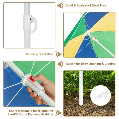 Costway 3-in-1 Kids Picnic Table Wooden Outdoor Sand & Water Table W/Umbrella Play Box Es 9 Costway 3-in-1 Kids Picnic Table Wooden Outdoor Sand & Water Table W/Umbrella Play Box Es - Image 9