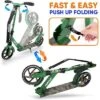 Hurtle Renegade Lightweight Foldable Teen And Adult Adjustable Ride On 2 Wheel Transportation Commuter Kick Scooter, Camouflage