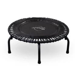 JumpSport 350 PRO Indoor Heavy Duty Lightweight 39 Inch Round Fitness Trampoline With 4 Videos, Secure Arched Legs, And Quiet, Safe Bounce, Black