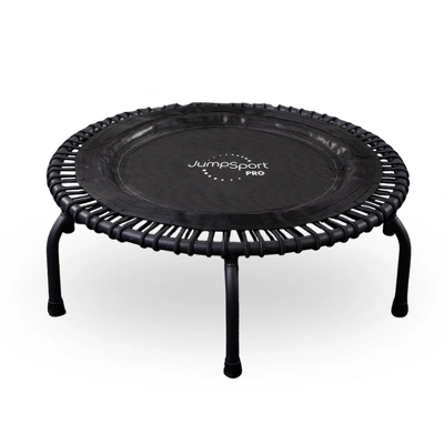JumpSport 350 PRO Indoor Heavy Duty Lightweight 39 Inch Round Fitness Trampoline With 4 Videos, Secure Arched Legs, And Quiet, Safe Bounce, Black 1 JumpSport 350 PRO Indoor Heavy Duty Lightweight 39 Inch Round Fitness Trampoline With 4 Videos, Secure Arched Legs, And Quiet, Safe Bounce, Black