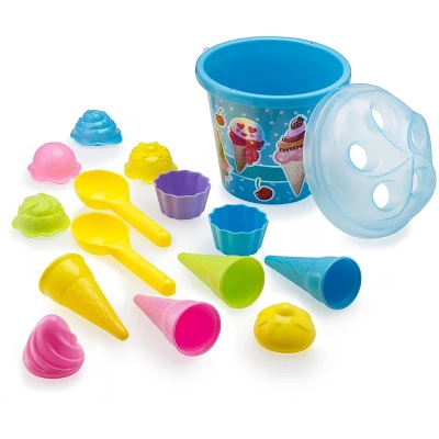 Top Race 9'' Ice Cream Sand Toy - Blue - 16 Pieces 1 Top Race 9'' Ice Cream Sand Toy - Blue - 16 Pieces
