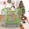 55'' Toddlers Indoor Outdoor Mini Trampoline With Safety Enclosure Net And Balls - ModernLuxe