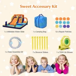 Costway Inflatable Waterslide 4-in-1 Kids Bounce Castle W/ Splash Pool（With 735W Blower） -LITTLE TIKES Shop GUEST 84ceb527 a335 445a b129 97c85f926203