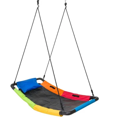 HearthSong Colorful Super Platform Swing With Foam-Padded Tubular Steel Frame And UV Rated Durable Oxford Cloth Mat 9 HearthSong Colorful Super Platform Swing With Foam-Padded Tubular Steel Frame And UV Rated Durable Oxford Cloth Mat - Image 9
