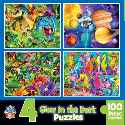 MasterPieces Kids Jigsaw Puzzle Set - Blue Glow 4-Pack 100 Pieces 1 MasterPieces Kids Jigsaw Puzzle Set - Blue Glow 4-Pack 100 Pieces