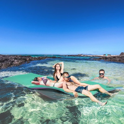 Soozier Floating Mat For Lakes And Pools With 5 Drink Holders, Portable Water Mat Lily Pad, Green 2 Soozier Floating Mat For Lakes And Pools With 5 Drink Holders, Portable Water Mat Lily Pad, Green - Image 2