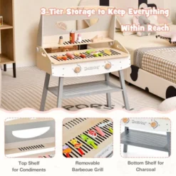 Costway Kids Barbecue Grill Playset, Wooden Kitchen Playset With Clip 4 BBQ Poles -LITTLE TIKES Shop GUEST 88f3c284 1ceb 46a0 986d f70d921b8e78