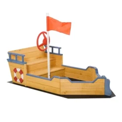Outsunny Wooden Kids Pirate Sandbox, Outdoor Sandboat With Bench Seats, Storage, Non-Woven Fabric Cloth For Backyard, Lawn -LITTLE TIKES Shop GUEST 8905a11c be9f 4b4b a1f7 02ea32650e02