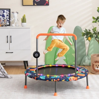 Costway 36'' Mini Toddler Trampoline W/LED Bluetooth Speaker Detachable Handle Kids Gifts 1 Costway 36'' Mini Toddler Trampoline W/LED Bluetooth Speaker Detachable Handle Kids Gifts