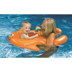 Swimline 39.5" Inflatable Me And You Goldfish Baby Seat Swimming Pool Float - Orange/Black