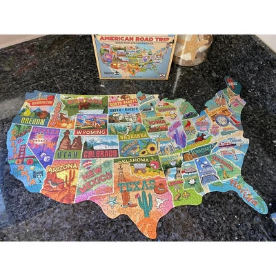 TDC Games American Road Trip 1000 Piece Jigsaw Puzzle USA Shaped 31 Inches Long - Cool Wall Art 1 TDC Games American Road Trip 1000 Piece Jigsaw Puzzle USA Shaped 31 Inches Long - Cool Wall Art