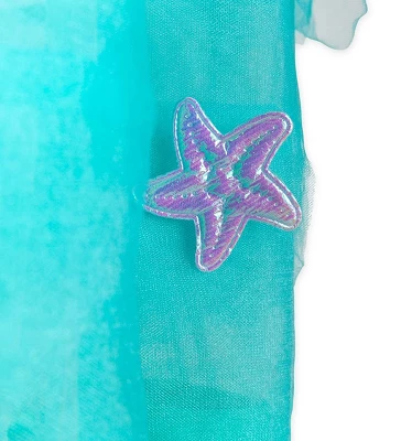 HearthSong Mermaid Blue Scalloped Gauze Canopy With LED Lights And Decorative Applique And Cute Shells And Starfish 8 HearthSong Mermaid Blue Scalloped Gauze Canopy With LED Lights And Decorative Applique And Cute Shells And Starfish - Image 8