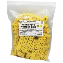 Koplow Games Foam Spot & Number Dice, Yellow, 16mm, Bag Of 200