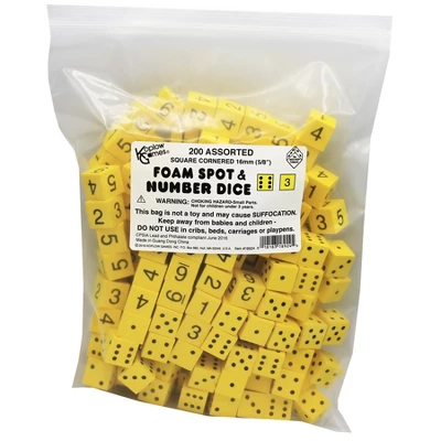 Koplow Games Foam Spot & Number Dice, Yellow, 16mm, Bag Of 200 1 Koplow Games Foam Spot & Number Dice, Yellow, 16mm, Bag Of 200