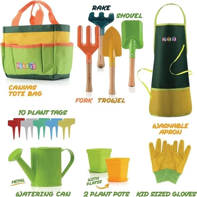 Kids Gardening Tool Set 12 PCS - Kids Gardening Tools With Shovel, Rake, Fork, Trowel, Apron, Gloves Watering Can And Tote Bag - Play22usa 2 Kids Gardening Tool Set 12 PCS - Kids Gardening Tools With Shovel, Rake, Fork, Trowel, Apron, Gloves Watering Can And Tote Bag - Play22usa - Image 2