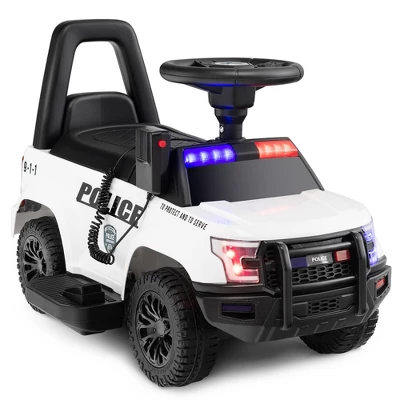 Costway 2-in-1 6V Kids Ride On Police Car Toddler Push Car W/ Megaphone & Siren WhiteBlack 9 Costway 2-in-1 6V Kids Ride On Police Car Toddler Push Car W/ Megaphone & Siren WhiteBlack - Image 9