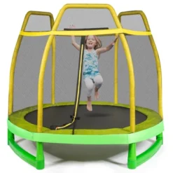 Costway 7 FT Kids Trampoline W/Safety Enclosure Net Spring Pad Indoor Outdoor Heavy Duty YellowBlue -LITTLE TIKES Shop GUEST 8f12ec78 588c 4db4 97cb 7fa34b04368e