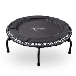 JumpSport 570 PRO Silent Indoor Heavy Duty Lightweight Large 44-Inch Diameter Fitness Trampoline With 7 Adjustable Tension Settings, Black