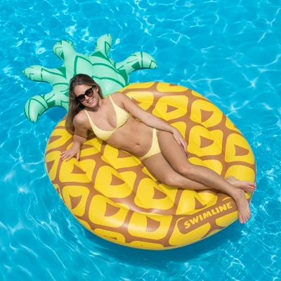 Swimline 86" Inflatable Water Sports Tropical Pineapple 2-person Raft Float - Yellow/Brown 3 Swimline 86" Inflatable Water Sports Tropical Pineapple 2-person Raft Float - Yellow/Brown - Image 3