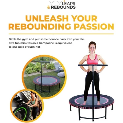 LEAPS & REBOUNDS 40" Adjustable Stability Bar Attachment With 40" Mini Fitness Trampoline And Home Gym Rebounder For Cardio Exercises, Gray 4 LEAPS & REBOUNDS 40" Adjustable Stability Bar Attachment With 40" Mini Fitness Trampoline And Home Gym Rebounder For Cardio Exercises, Gray - Image 4
