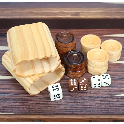 WE Games Travel Wood Inlaid Backgammon Board Game Set - 19 In. 2 WE Games Travel Wood Inlaid Backgammon Board Game Set - 19 In. - Image 2