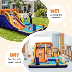 Costway Inflatable Waterslide 4-in-1 Kids Bounce Castle W/ Splash Pool（With 735W Blower） -LITTLE TIKES Shop GUEST 90e51f24 1f67 4233 bf25 79d5d785aaa1