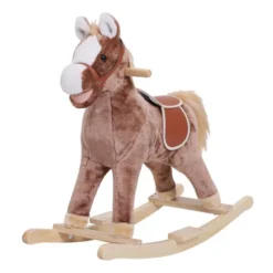 Qaba Kids Rocking Horse, Plush Toddler Rocker, Wooden Base Ride-On Toy With Handle Grip, Traditional Toy For Kids 36M+, Brown -LITTLE TIKES Shop GUEST 910d97f3 cc04 496c a38b f7d3dfe03177