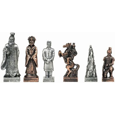 WE Games Chinese Qin Chess & Checkers Game Set - Pewter Chessmen & Black Stained Wood Board With Storage Drawers 15 In. 1 WE Games Chinese Qin Chess & Checkers Game Set - Pewter Chessmen & Black Stained Wood Board With Storage Drawers 15 In.