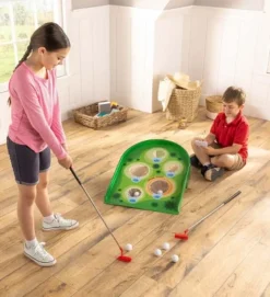 HearthSong Arcade Golf Putting Game For Kids With Two Golf Clubs And Six Golf Balls