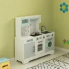 Gardenised Wooden Play Kitchen Toy, Light On Microwave, Cabinet, Washer, Sound Electronic Stove, Microwave And Sink Ages 3+