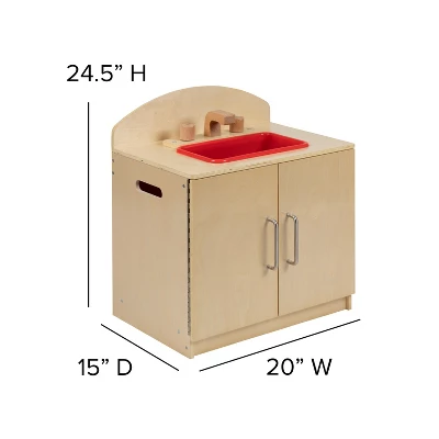 Flash Furniture Children's Wooden Kitchen Sink For Commercial Or Home Use - Safe, Kid Friendly Design 9 Flash Furniture Children's Wooden Kitchen Sink For Commercial Or Home Use - Safe, Kid Friendly Design - Image 9
