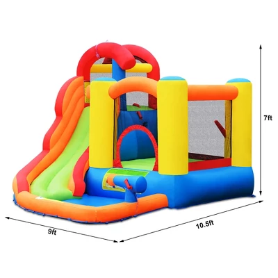 Costway Inflatable Bounce House Kid Water Splash Pool Slide Jumping Castle W/740W Blower 1 Costway Inflatable Bounce House Kid Water Splash Pool Slide Jumping Castle W/740W Blower