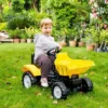 Aosom Kids No Power Ride-On Excavator With Manual Control Bucket, Pretend Play Toddler Tractor With Forward Backward Function, Yellow