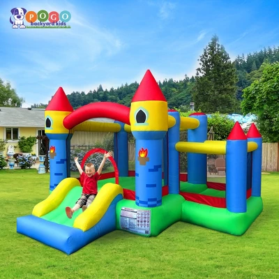 Pogo Bounce House Backyard Kids Deluxe 3 In 1 Castle Inflatable Bounce House With Slide 2 Pogo Bounce House Backyard Kids Deluxe 3 In 1 Castle Inflatable Bounce House With Slide - Image 2