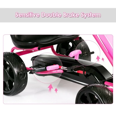 Go Kart Pedal Car Kids Ride On Toys Pedal Powered 4 Wheel Adjustable Seat Pink/Black 6 Go Kart Pedal Car Kids Ride On Toys Pedal Powered 4 Wheel Adjustable Seat Pink/Black - Image 6