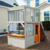 Funphix Lookout Post Outdoor Wooden Playhouse, Buildable Kids Backyard Playset With Climbing Ramp
