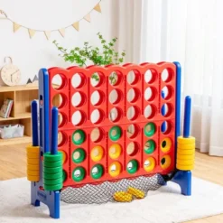 Costway 4-to-Score Giant Game Set 4-in-a-Row Connect Game W/Net Storage For Kids & Adult