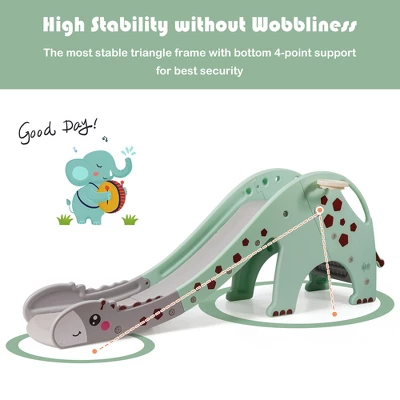 Costway 3 In 1 Kids Climber Slide Play Set W/ Basketball Hoop Indoor Outdoor Yellow/Green 5 Costway 3 In 1 Kids Climber Slide Play Set W/ Basketball Hoop Indoor Outdoor Yellow/Green - Image 5