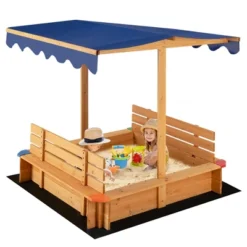 Costway Kids Wooden Sandbox W/ Canopy & 2 Bench Seats Bottom Liner For Outdoor -LITTLE TIKES Shop GUEST 9a0a8d0f 85dd 4b12 b7d0 f71724e0dc51