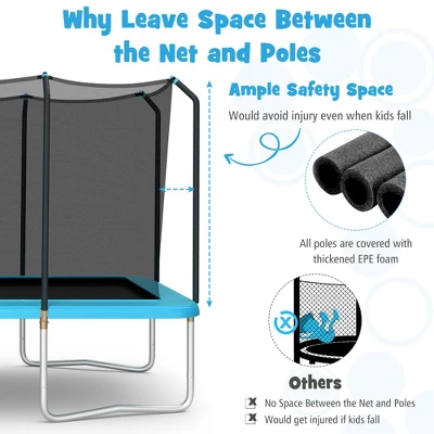 Costway 8 X 14 FT Rectangular Recreational Trampoline W/ Safety Enclosure Net Ladder Outdoor 7 Costway 8 X 14 FT Rectangular Recreational Trampoline W/ Safety Enclosure Net Ladder Outdoor - Image 7