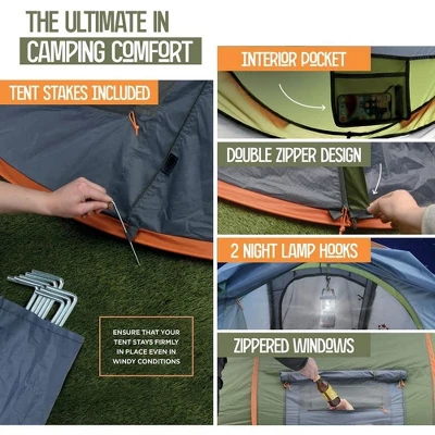 Camping Tent - 4-Person Easy Pop Up Tent With 2 Doors - UPF50+ Waterproof Instant Tent - Lightweight & Portable Family Tents Maple99 3 Camping Tent - 4-Person Easy Pop Up Tent With 2 Doors - UPF50+ Waterproof Instant Tent - Lightweight & Portable Family Tents Maple99 - Image 3