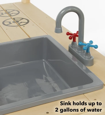 HearthSong Wooden Mud Kitchen & Sensory Play Station With Metal Accessories For Kids' Imaginative Play 5 HearthSong Wooden Mud Kitchen & Sensory Play Station With Metal Accessories For Kids' Imaginative Play - Image 5