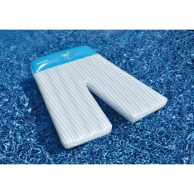 Swimline 77.5" Inflatable Swimming Pool Board Shorts Double Lounger 2-Person Float - Blue/White 1 Swimline 77.5" Inflatable Swimming Pool Board Shorts Double Lounger 2-Person Float - Blue/White