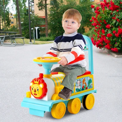 Costway 6V Electric Kids Ride On Train Motorized Train Toy W/ Track & 6 Wheels 2 Costway 6V Electric Kids Ride On Train Motorized Train Toy W/ Track & 6 Wheels - Image 2