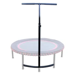 LEAPS & REBOUNDS 40" Adjustable Stability Bar Attachment With 40" Mini Fitness Trampoline And Home Gym Rebounder For Cardio Exercises, Purple