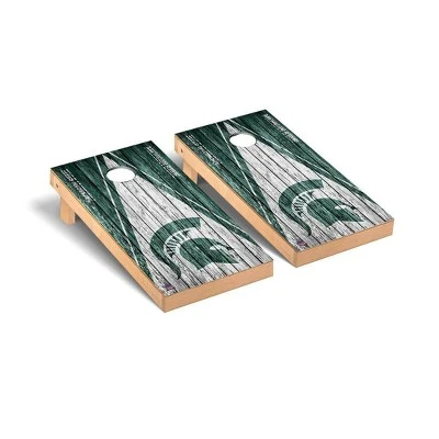 NCAA Michigan State Spartans Premium Cornhole Board Triangle Weathered Version 1 NCAA Michigan State Spartans Premium Cornhole Board Triangle Weathered Version