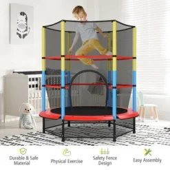 Costway 55'' Kids Trampoline Recreational Bounce Jumper W/Safety Enclosure Net Heavy-duty -LITTLE TIKES Shop GUEST a5b5c317 3210 4e09 badf a5e7da52a840